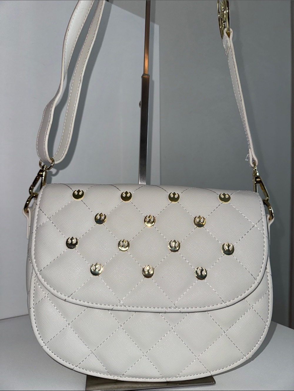 Loungefly x Star Wars Rebel Alliance White & Gold Saddle Crossbody